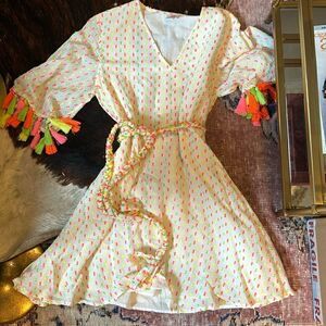 Tessora Multicolor Mini Dress with tassles